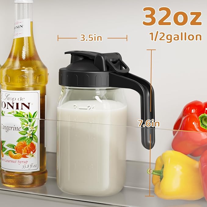 Breast Milk Pitcher, Mason Jar 32 oz, Wide Mouth Jar - Image 2