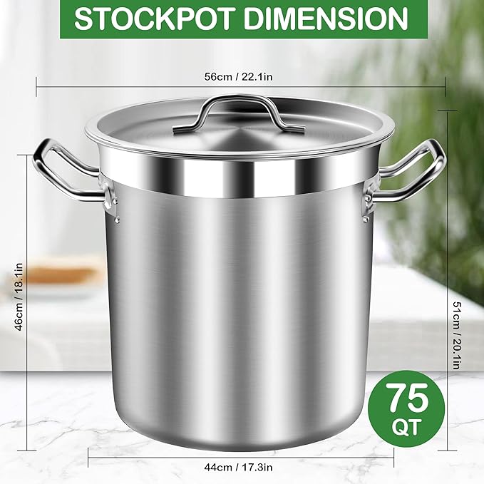 STOCKPOT Extra Large Stock Pot 75 Quart – Heavy Duty Stainless Steel Soup Pot - Image 6
