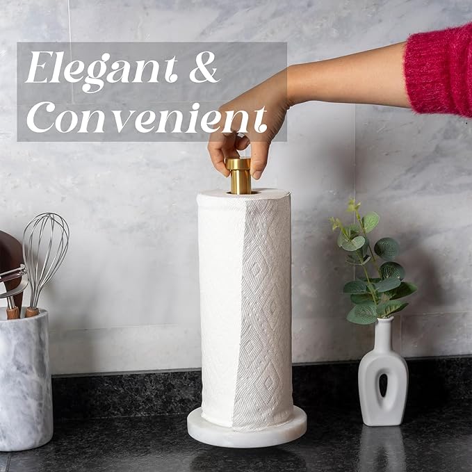 Koville African Genuine Marble Paper Towel Holder Countertop, - Image 3