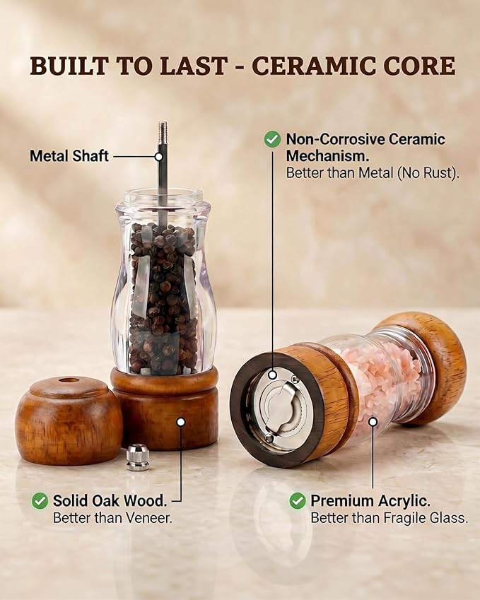 Wooden Salt and Pepper Grinder Set - Image 4