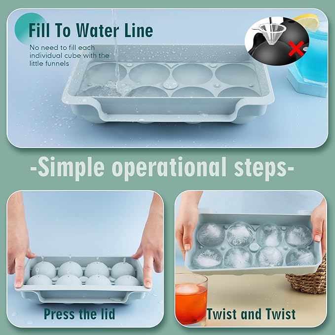 WIBIMEN Large Ice Cube Molds, Big Round Whiskey Ice Cube Trays - Image 3