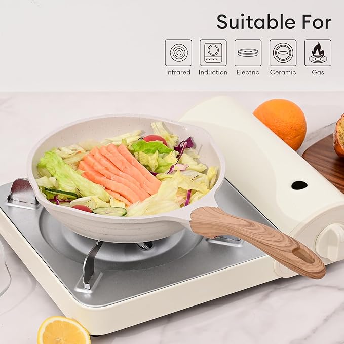 JEETEE 9.5 Inch Nonstick Frying Pan Stone Coating Cookware, Nonstick Omelette - Image 8