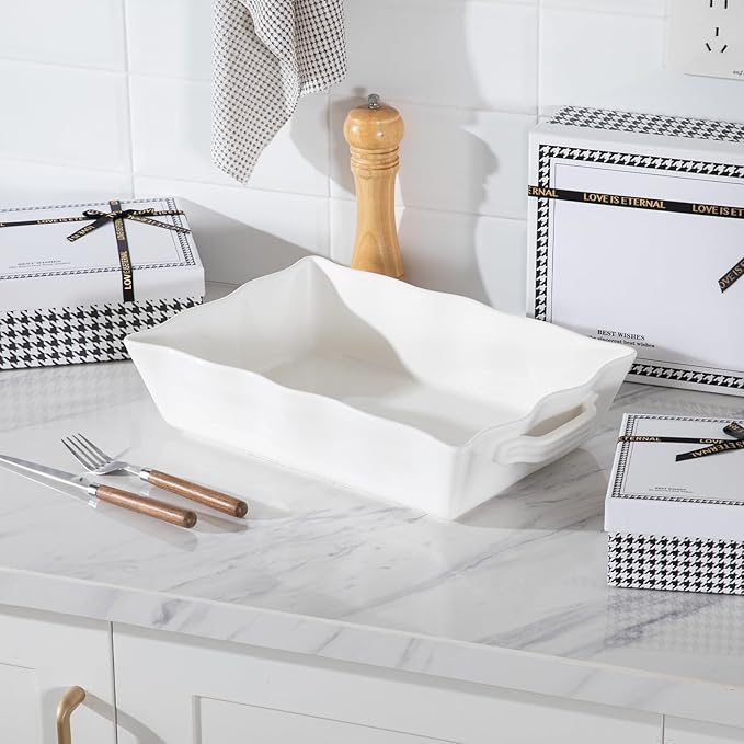Sweejar Casserole Dishes for Oven, Ceramic 9x13 Baking Dish, Wave Edge Bakeware - Image 6