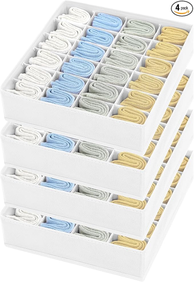 Joyoldelf Sock Drawer Organizer Divider Underwear Organizer 24-cell Fabric by APPRECIATELIFERELAXYOURSOUL