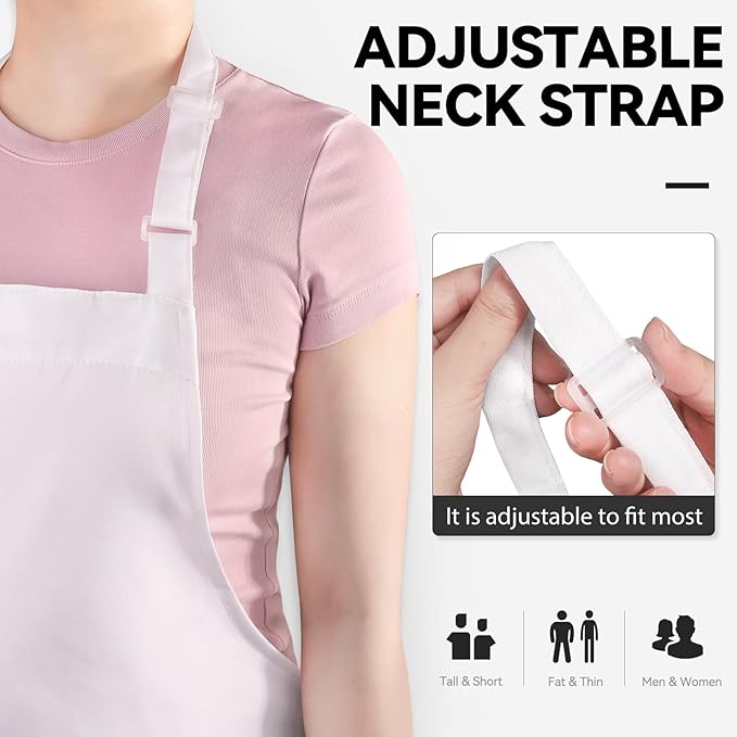 NLUS 2 Pack White Aprons with 2 Pockets - Image 4