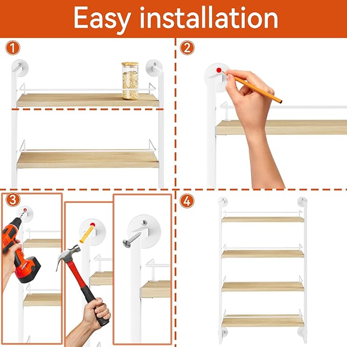 IBUYKE Spice Rack Wall Mount, 4 Tier Hanging Seasoning Organizer, Spice Rack - Image 9