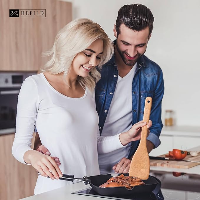 2pcs Wooden Spatulas for Cooking, 13inch Coated Beech Wood Turners for Frying - Image 2