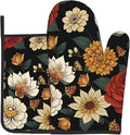 Boho Floral Oven Mitts and Pot Holders Sets of 2 Vintage Kitchen Mitts Bohemian by DZGlobal