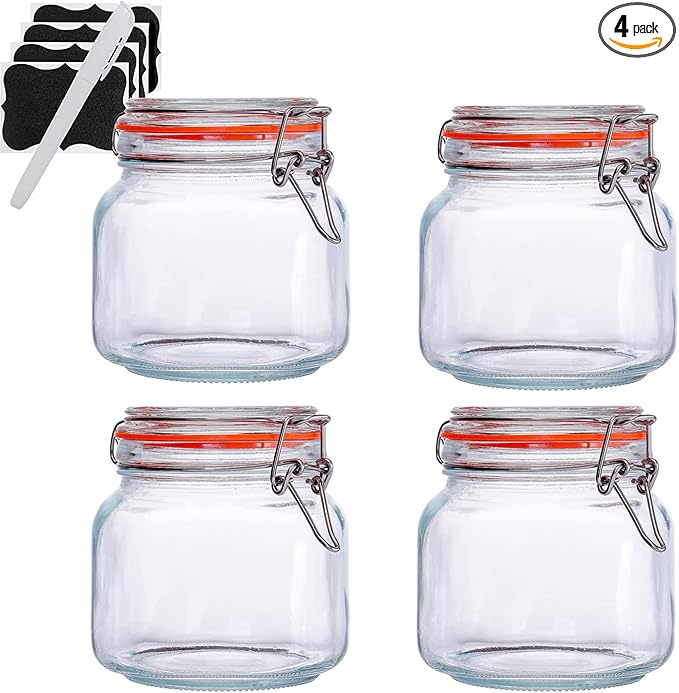 Hovico 25 oz Glass Jars With Airtight Lids And Leak Proof Rubber Gasket by Hovico