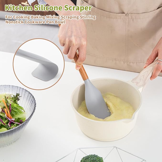 Wooden Spoons for Cooking, Acacia Wood Spoon Wooden Utensils Set, Non-Stick - Image 3