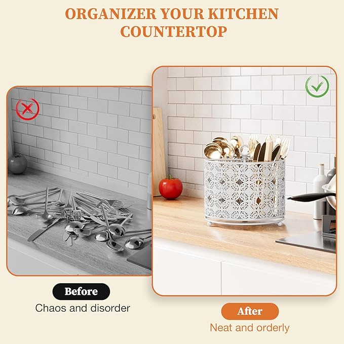 YIUKEA Rotating Utensil Caddy Holder - Image 6