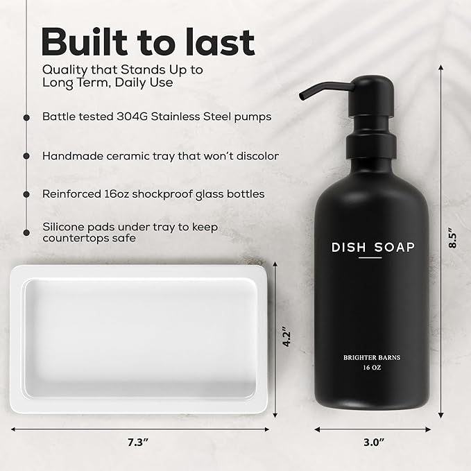 Luxury Glass Hand and Dish Soap Dispenser Set by Brighter Barns - Image 3