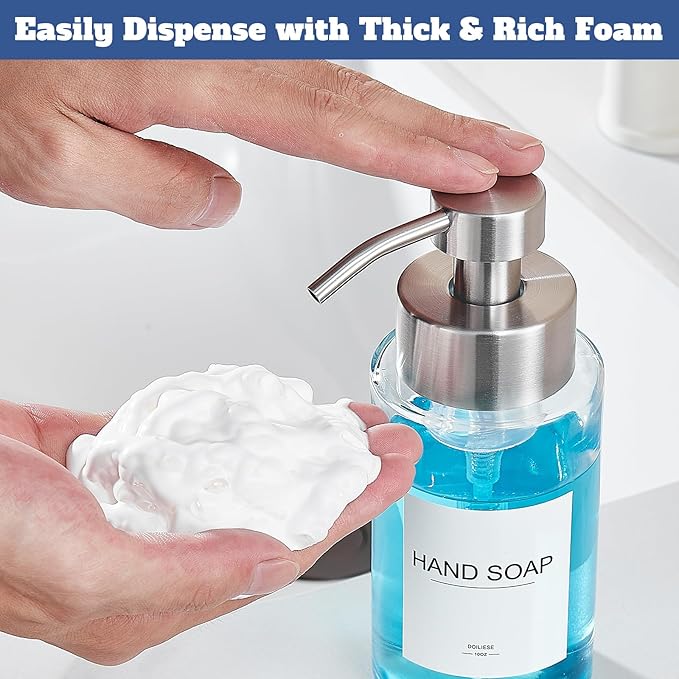 Glass Foaming Hand Soap Dispenser, 10 oz Easy Refill Bathroom Soap Dispenser - Image 4