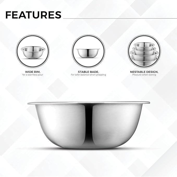 AVADOR Premium Stainless Steel Mixing Bowls, Space Saving - Image 4