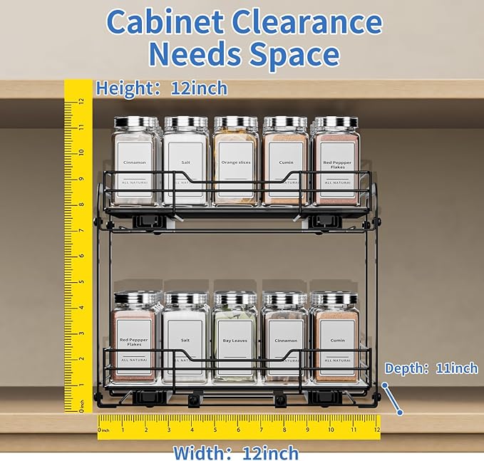 BOIVSHI 2-Tier Spice Rack Organizer, Pull Out Spice Rack - Image 4
