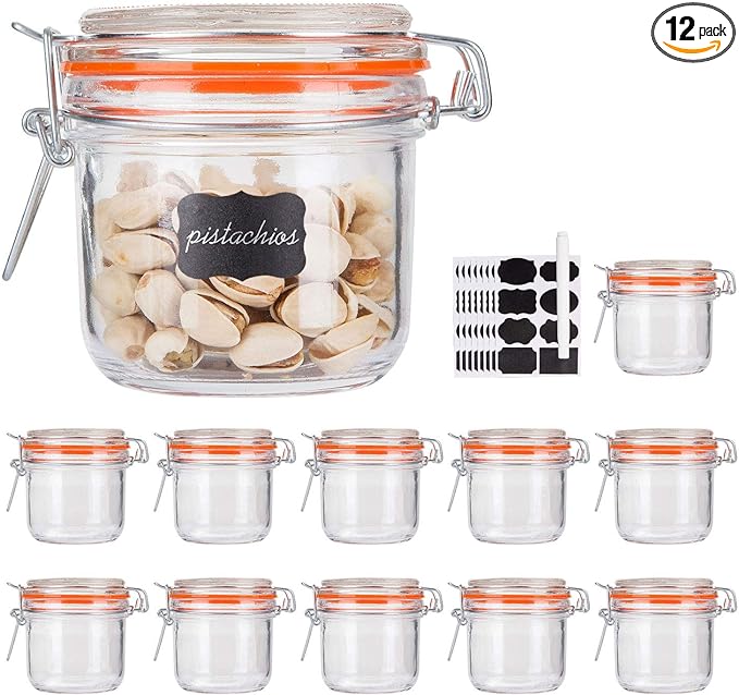 Encheng Glass Jars With Airtight Lids, 6 oz Mason Jars, Glass Jar With Leak by Encheng