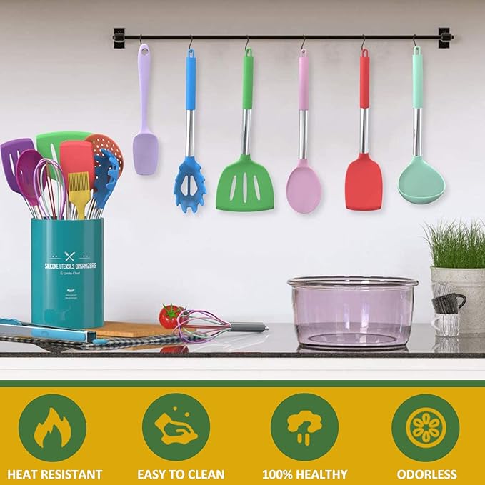 Umite Chef Kitchen Utensils Set, Non-stick Silicone Stainless Steel Handle - Image 5