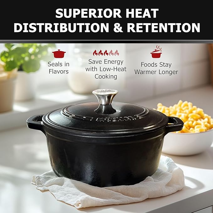 MUELLER HOME 4.5 QT Enameled Cast Iron Dutch Oven, Heavy-Duty Casserole Dish - Image 3