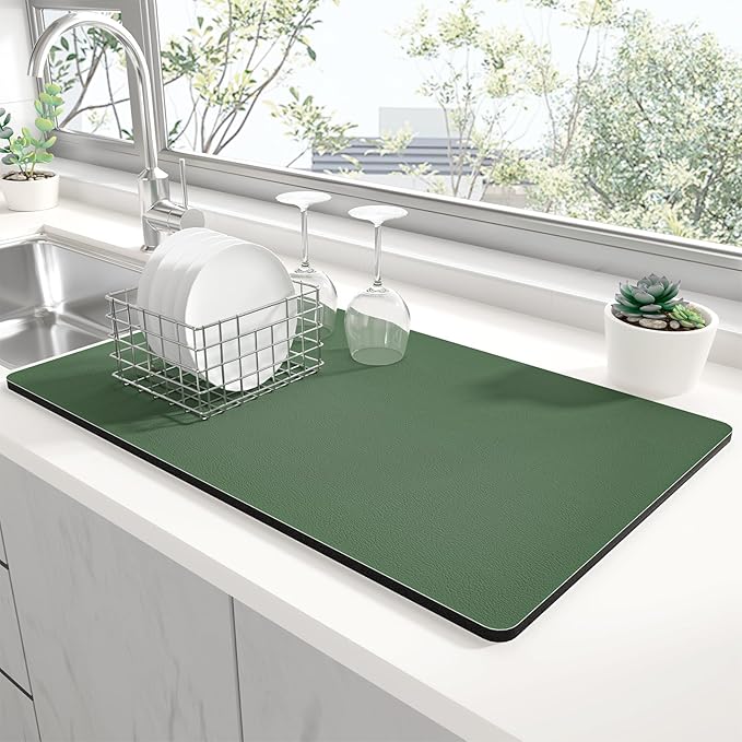 Rnivvi Dish Drying Mat for Kitchen Counter, 12 x 19" Super Absorbent Drainer by Rnivvi