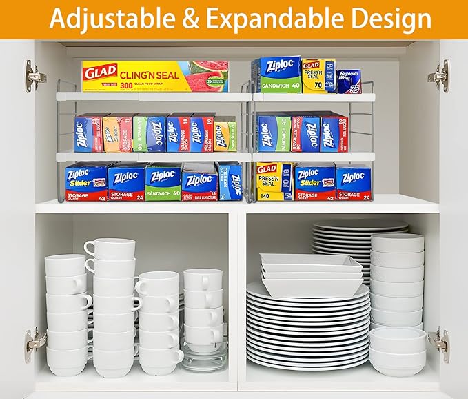 2 Pack Pantry Organization and Storage, Expandable Foil and Plastic Wrap - Image 2