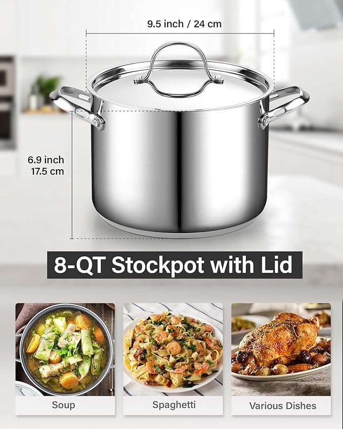Cooks Standard 18/10 Stainless Steel Stockpot 8-Quart, Classic Deep Cooking Pot - Image 3