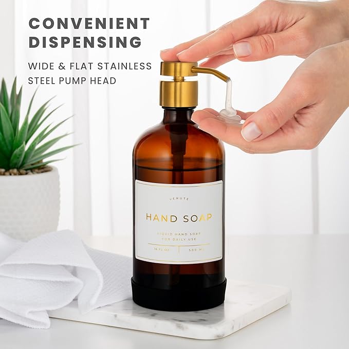 Hand and Dish Soap Dispenser for Kitchen and Bathroom, Stainless Steel Pumps - Image 4