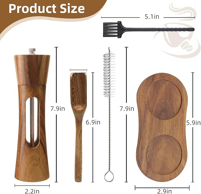 2 Pack Wooden Salt and Pepper Grinder Set — 8 Inch Refillable Salt and Pepper - Image 2