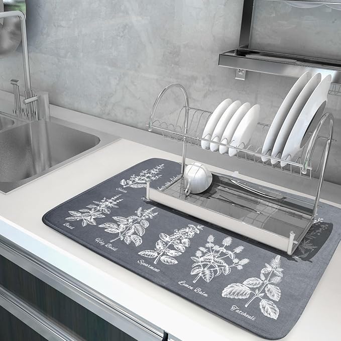 Flower Herbs Dish Drying Mat Wild Plant Dish Rack Mat - Image 5