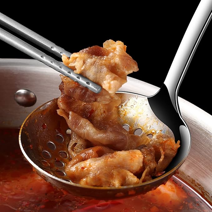 Soup Spoon Stainless Steel Heavy Duty Big Soup Ladle Colander Serving Spoon - Image 7