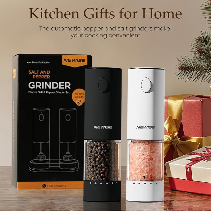 Electric Salt and Pepper Grinder Set, Adjustable Coarseness & LED Light - Image 7