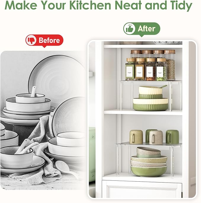 Delamu Clear Kitchen Cabinet Organizer, Stackable Cabinet Shelf - Image 6