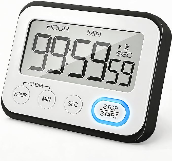 Digital Kitchen Timer Magnetic Loud Alarm, Large LCD Screen Silent/Beeping by VOULOIR