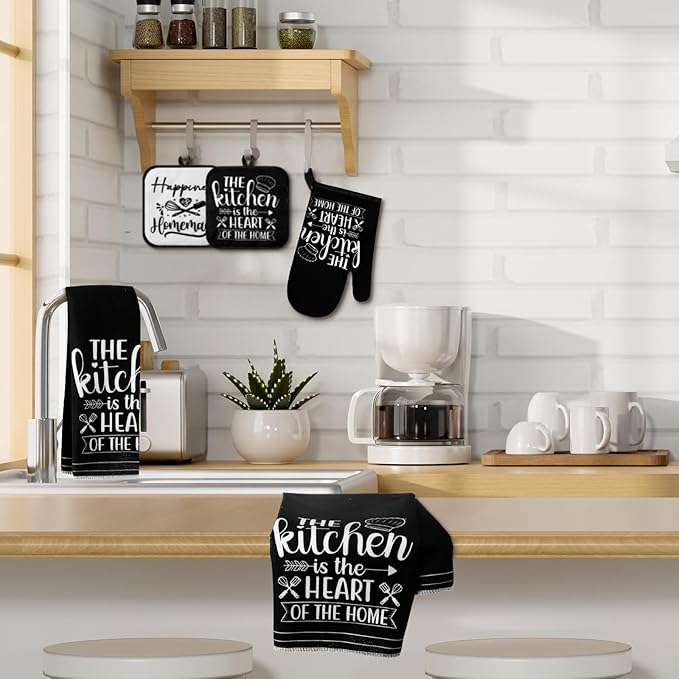 Sratte 6 Pcs Kitchen Decor Accessories Set Farmhouse Towels Pot Holders Oven - Image 6