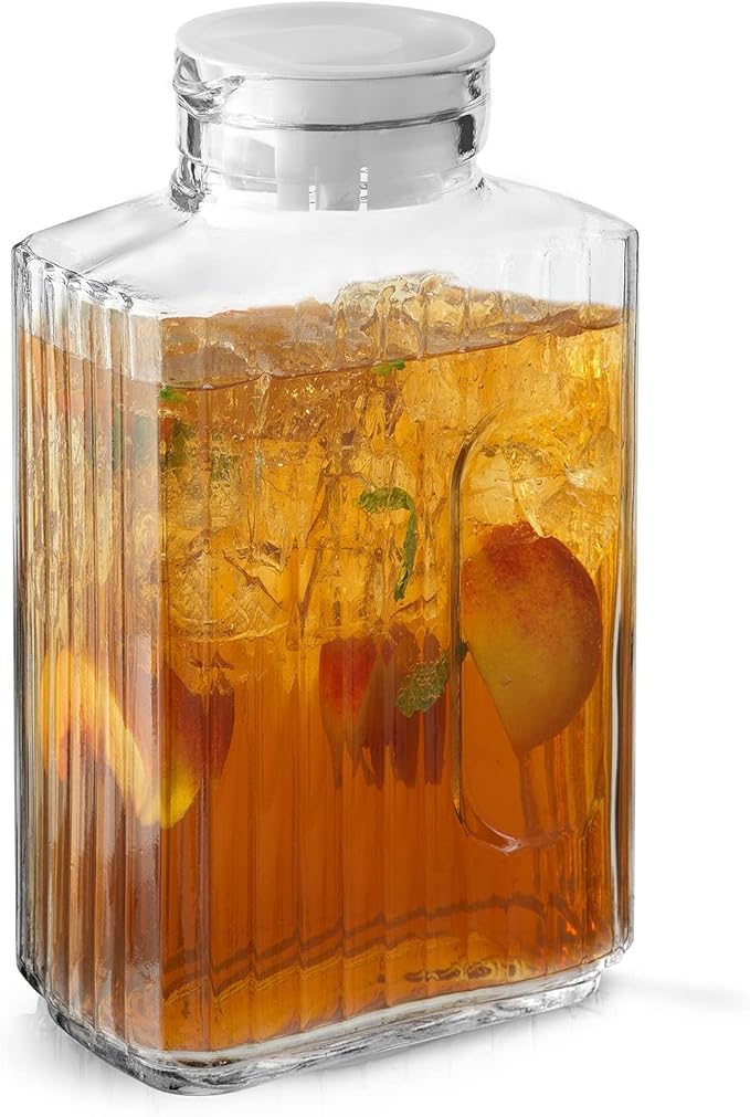 68oz Glass Pitcher with Lid, Rectangle Beverage Serveware and Storage Container - Image 7