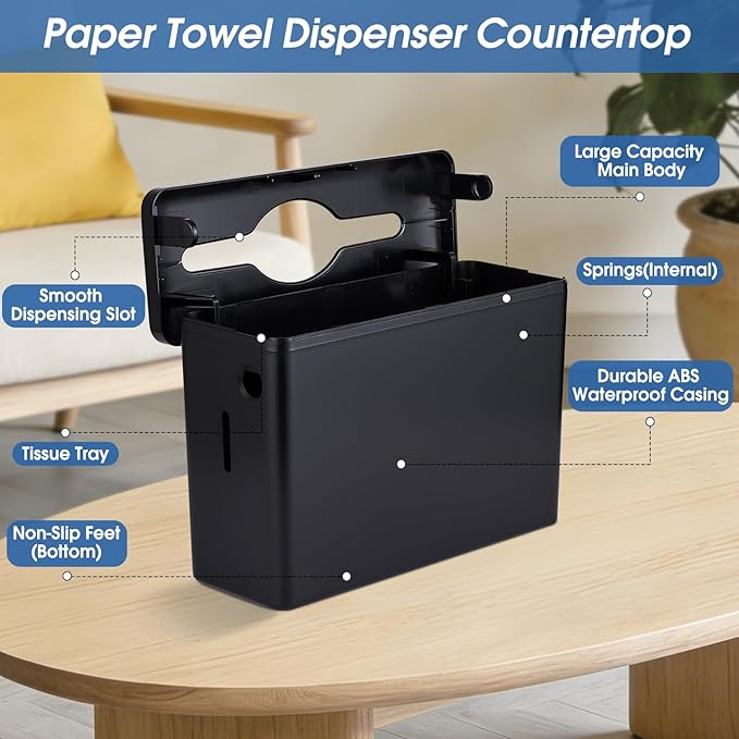 Countertop Paper Towel Dispenser, Large Capacity, Non-Slip Base, Compatible - Image 8
