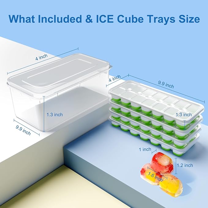 Ice Cube Tray, Ice Cube Trays for Freezer 4 Pack - Image 7