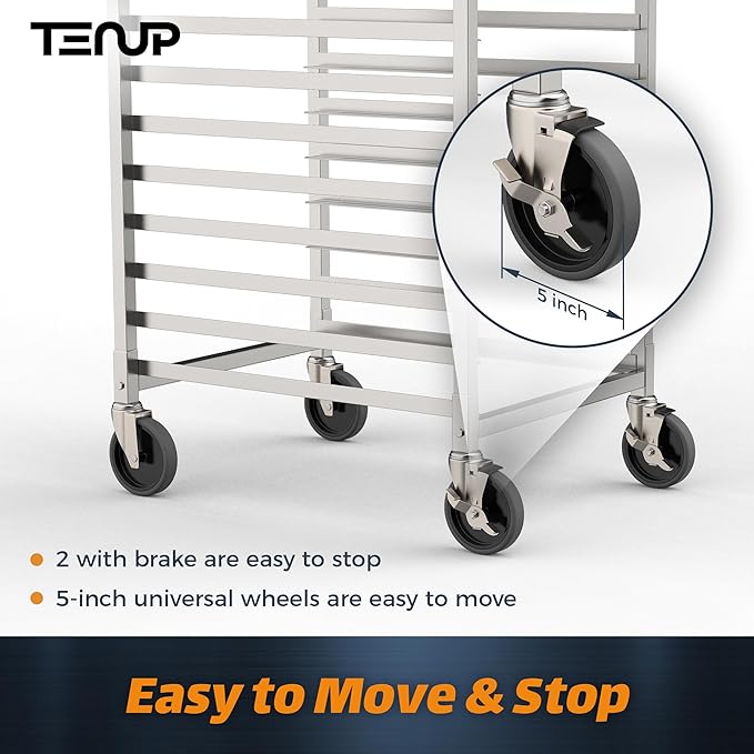 TenUp 10-Tier NSF Aluminum Sheet Pan Rack, Commercial Bakery Cooling & Storage - Image 6