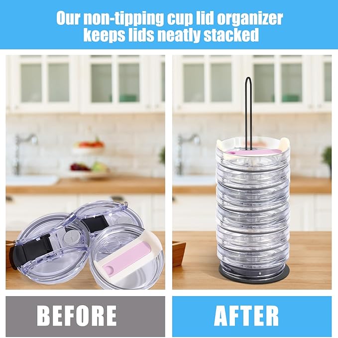 Vodolo Tumbler Lid Organizer, Cup Lid Holder, Slim Vertical Storage - Image 2