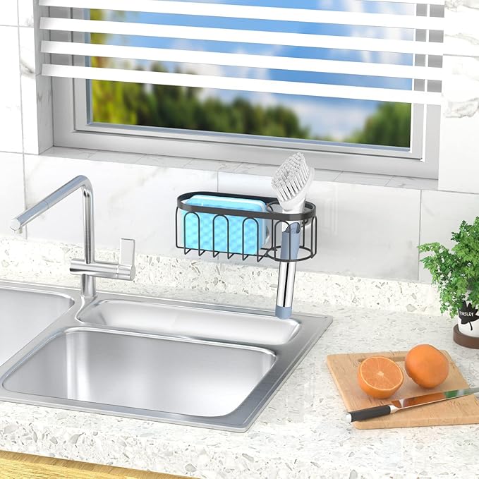 2-in-1 Sponge Holder for Kitchen Sink, Sink Caddy Kitchen Sink Organizer - Image 4