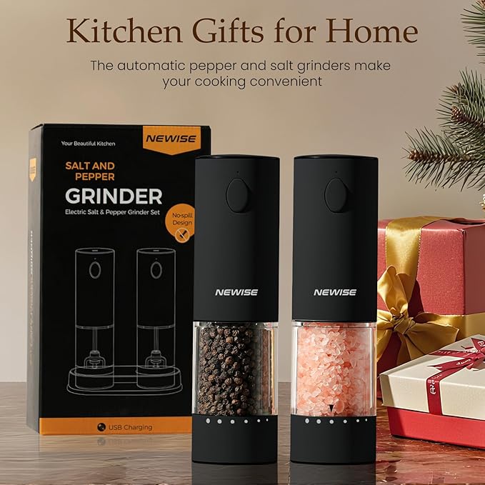 Newise Electric Salt & Pepper Grinder Set, Rechargeable - Image 7
