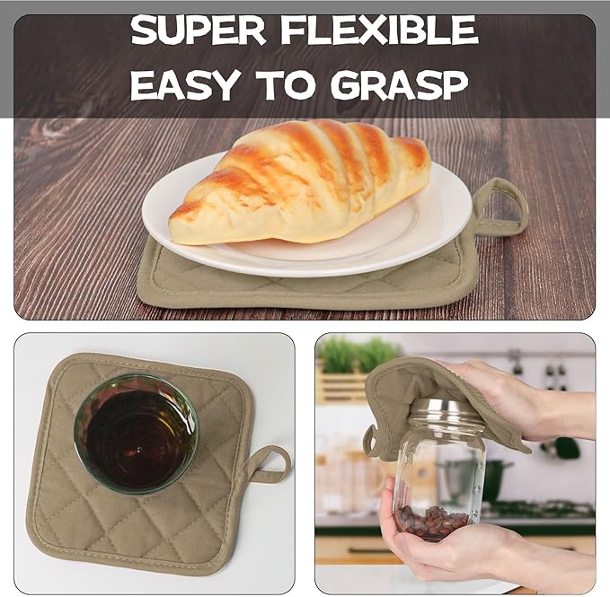 Oven Mitts and Pot Holders Set, Heat Resistant Silicone Kitchen Mini Oven - Image 6