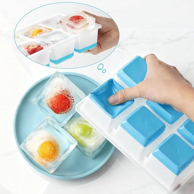 Large Ice Cube Trays 2 Pack, Easy Release 2.4" Super Big Ice Cubes, Stackable - Image 2