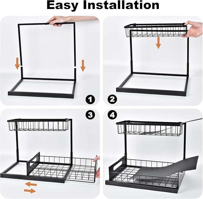 REALINN Under Sink Organizer, Pull Out Cabinet Storage 2 Tier Slide Out Sink - Image 7
