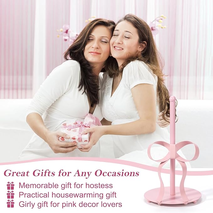 Pink Bow Paper Towel Holder Coutertop - Image 7