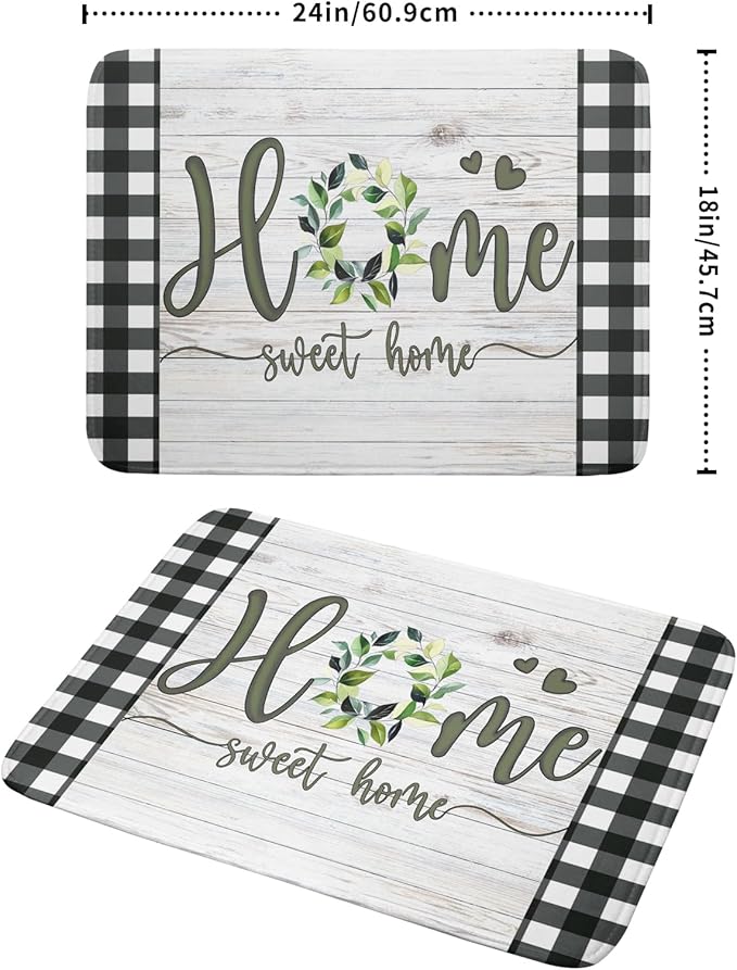 Giwawa Home Sweet Home Dish Drying Mat 18x24 Inch Spring Summer Green Leaf - Image 2