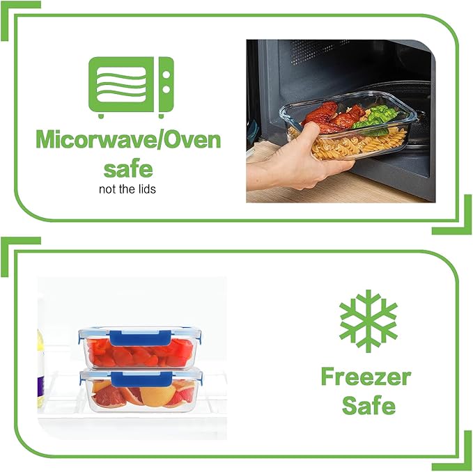 8 Pack 36oz Large Glass Meal Prep Containers - Image 4