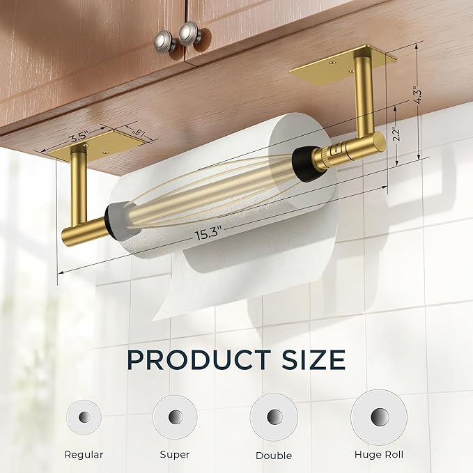 FORIOUS Paper Towel Holder Under Cabinet, Single Hand Operable - Image 7