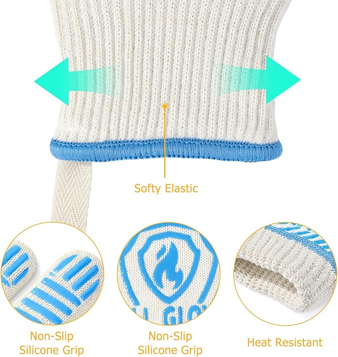 QUWIN BBQ Gloves, Oven Gloves 1472℉ Extreme Heat Resistant, Grilling Gloves - Image 2