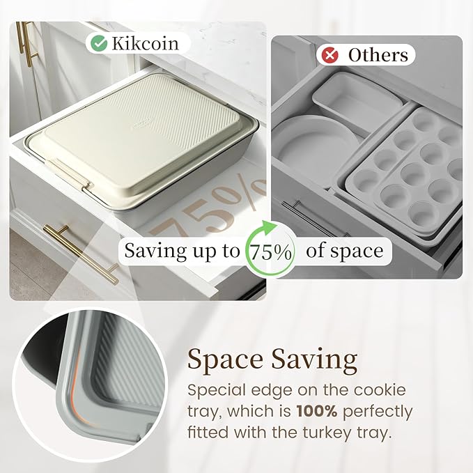 Kikcoin 25 PCS Stackable Baking Pans Set, Non-stick Bakeware Sets - Image 3