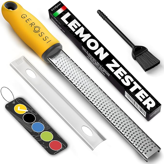Stainless Steel Cheese and Citrus Zester Grater w/Extra Sharp Blade by GEROSSI